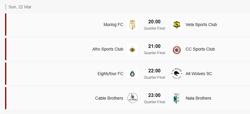 މުބާރާތުގައި މިރޭ ކުޅޭ ކުއާޓާ ފައިނަލް މެޗުތައް.&nbsp;