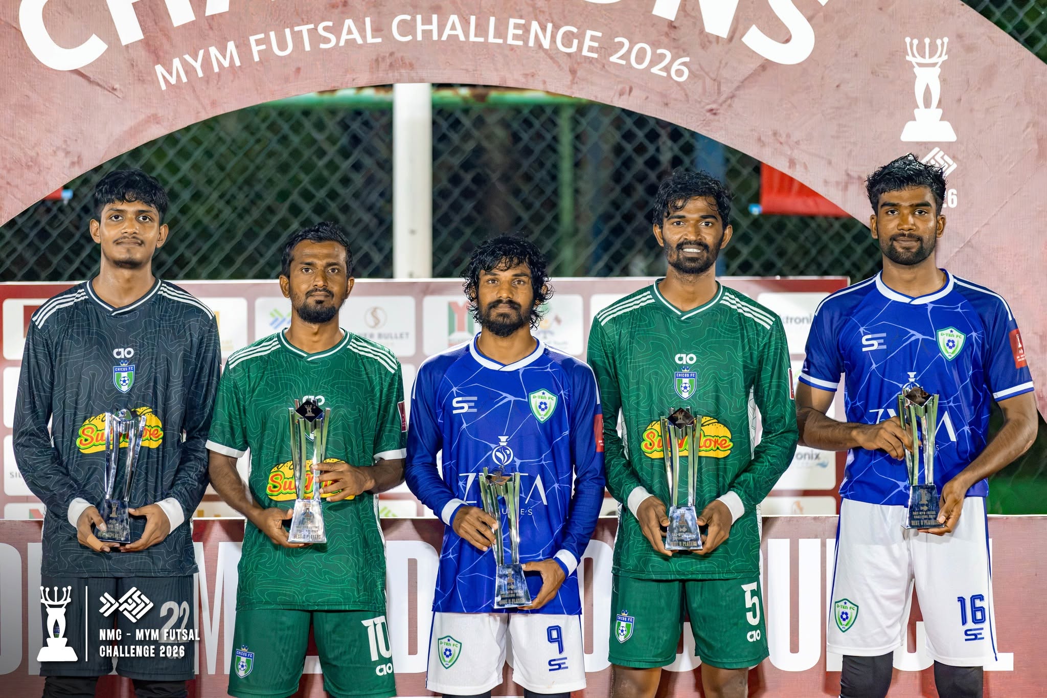 މުބާރާތުގެ އެންމެ މޮޅު ފަސް ކުޅުންތެރިން. ފޮޓޯ: މިލަދޫ ޔޫތު މޫވްމަންޓް
