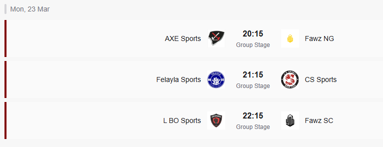 އެލް4 ކަޕްގައި މިރޭ ކުޅުމަށް ހަމަޖެހިފައިވާ މެޗުތައް. 